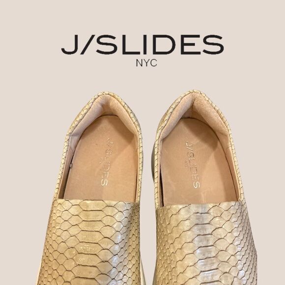 J/Slides NYC Beige Snake "Jibbie" Loafers 7.5 - Picture 4 of 6